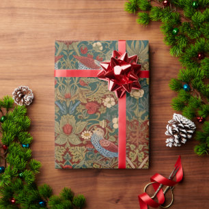 Morris - Strawberry Thief  #2 Floral Pattern  Wrapping Paper