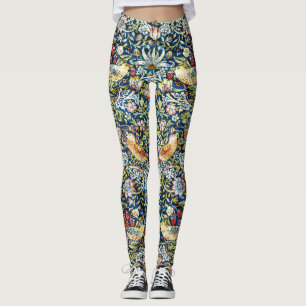 Morris - Strawberry Thief Bird & Floral Pattern Leggings