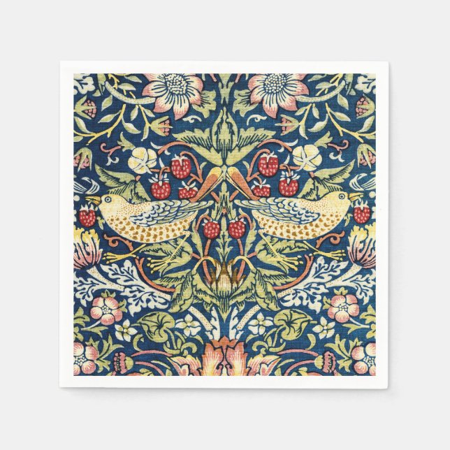 Morris - Strawberry Thief Bird & Floral Pattern Napkin (Front)