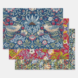 Morris Strawberry Thief Birds & Flower Pattern Wrapping Paper Sheet
