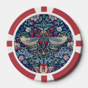 Morris Strawberry Thief Classic Indigo Blue Fine Poker Chips