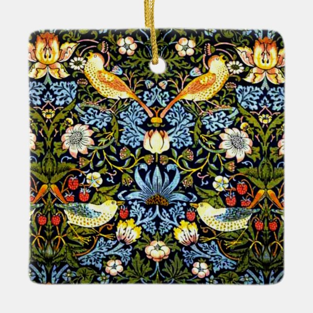 Morris - Strawberry Thief, famous pattern, Ceramic Ornament (Front)