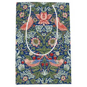 Morris Strawberry Thief Floral Pattern Blue Green Medium Gift Bag