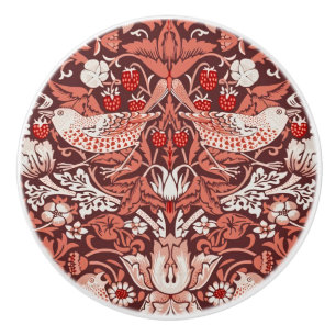 Morris Strawberry Thief Floral Pattern Vintage Red Ceramic Knob
