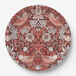 Morris Strawberry Thief Floral Pattern Vintage Red Paper Plate