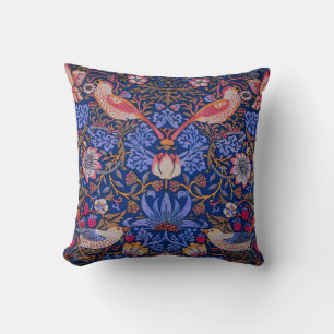 Morris Strawberry Thief Lavender Purple Rose Art Throw Pillow