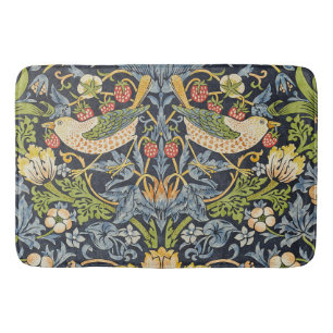 Morris Strawberry Thief Navy Blue Vintage Fine Art Bath Mat