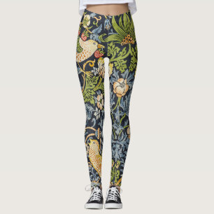 Morris Strawberry Thief Navy Blue Vintage Fine Art Leggings