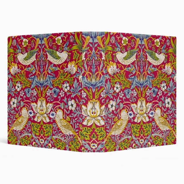 Morris Strawberry Thief Raspberry Red Lime Floral Binder (Background)