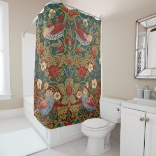 Morris Strawberry Thief Teal Green Red Floral Art
