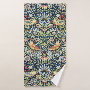 Morris Strawberry Thief Yellow Ivory Slate Blue Bath Towel Set