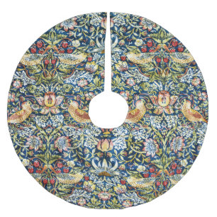 Morris Strawberry Thief Yellow Ivory Slate Blue Brushed Polyester Tree Skirt