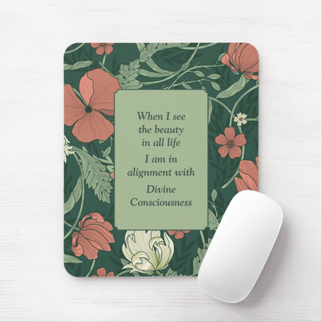 Morris Style Floral Pattern Inspirational Saying Mouse Pad (With Mouse)