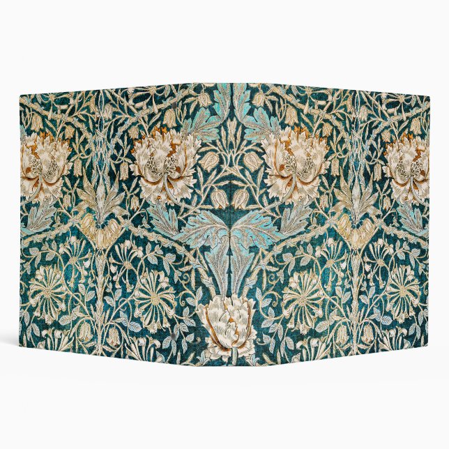 Morris Teal Blue Honeysuckle Floral Wallpaper Binder (Background)