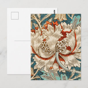 Morris Teal Blue Honeysuckle Floral Wallpaper Postcard