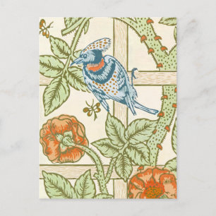 Morris' Trellis 1862 Vintage Flower & Bird Pattern Postcard
