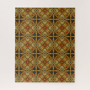 Morris Victorian Art Deco Medieval Pattern Gold Jigsaw Puzzle