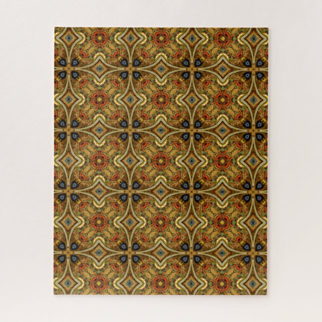 Morris Victorian Art Deco Medieval Pattern Gold Jigsaw Puzzle (Vertical)