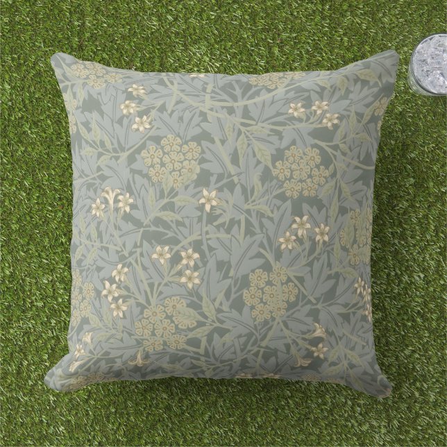 Morris Vine & Jasmine Garden Flower Classic Outdoor Pillow (Grass)