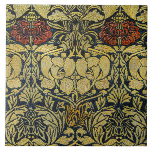 Morris Vintage 1890 Tulip & Rose Pattern Golden Tile