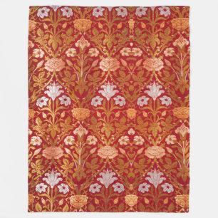 Morris - Vintage 1893 Rose & Lily Flower Pattern Fleece Blanket