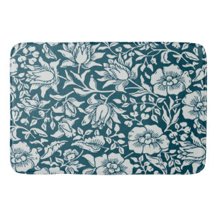 Morris Vintage Blue & White Floral Pattern Bath Mat