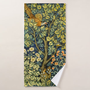 Morris Vintage Pheasant squirrel & Flower Pattern Bath Towel