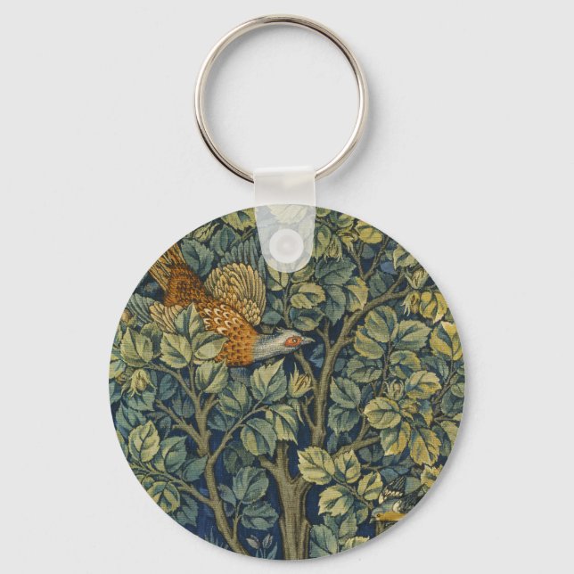 Morris Vintage Pheasant squirrel & Flower Pattern Keychain (Front)