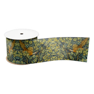 Morris Vintage Pheasant squirrel & Flower Pattern Satin Ribbon