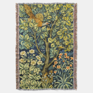 Morris Vintage Pheasant squirrel & Flower Pattern Throw Blanket