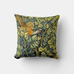 Morris Vintage Pheasant squirrel & Flower Pattern Throw Pillow