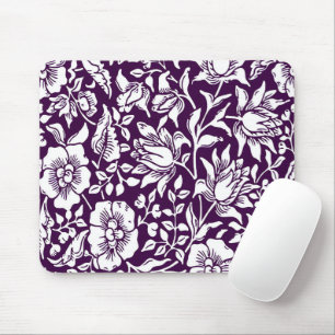 Morris Vintage Purple & White Floral Pattern Mouse Pad