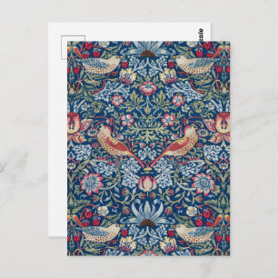 Morris - Vintage Strawberry Thief Floral Pattern Postcard