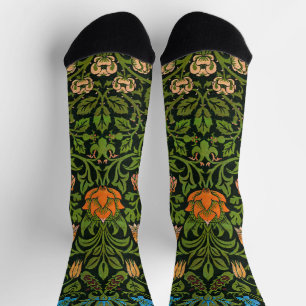 Morris Vintage Violet and Columbine Floral Pattern Socks