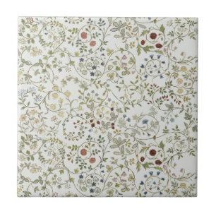 Morris vintage windrush embroidery Floral Pattern Tile