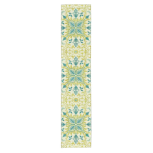 Morris Yellow Turquoise Vine & Flower Pattern Short Table Runner