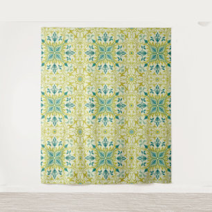 Morris Yellow Turquoise Vine & Flower Pattern Tapestry