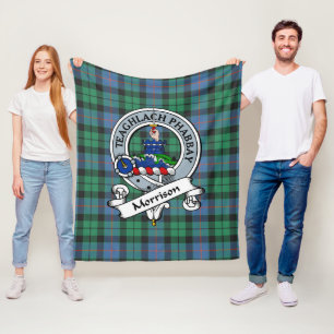 Morrison Ancient Clan Badge Tartan Plaid Fleece Blanket
