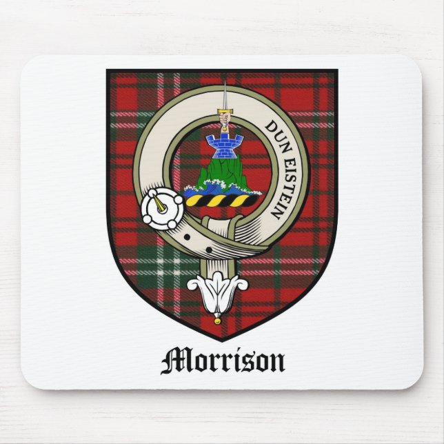 Morrison Clan Crest Badge Tartan Mouse Pad (Front)