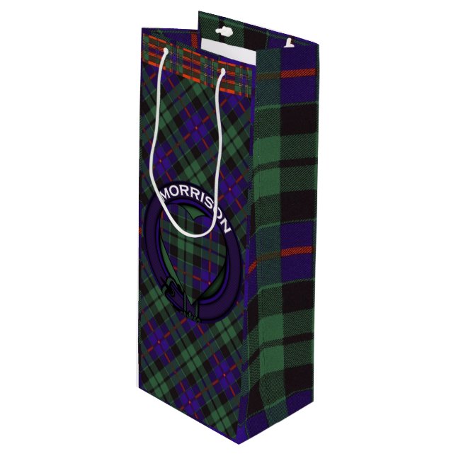 Morrison clan Plaid Scottish tartan Wine Gift Bag (Front Angled)