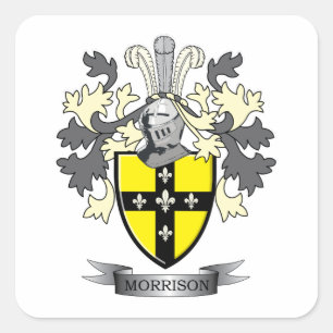 Morrison Family Crest Coat of Arms Square Sticker