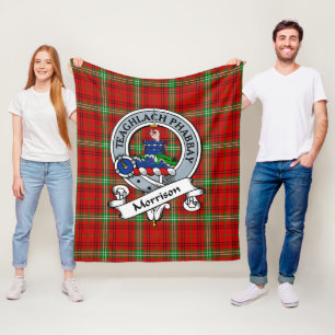 Morrison Red Modern Clan Badge Tartan Plaid Fleece Blanket