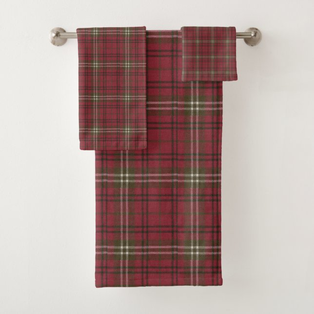 Morrison Red Weathered Original Scottish Tartan Bath Towel Set (Insitu)