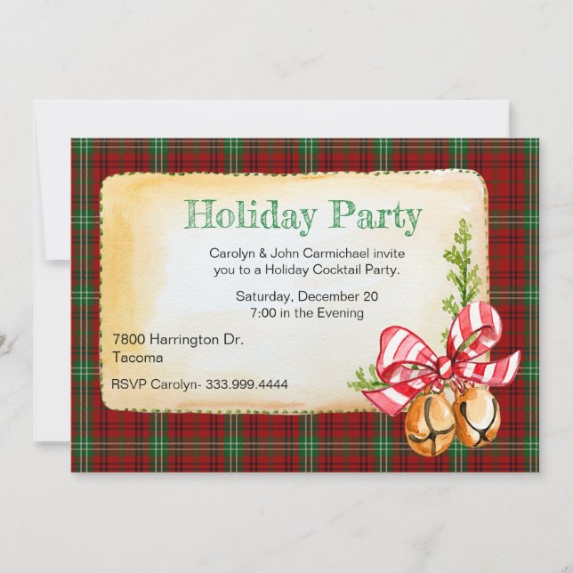 Morrison Tartan Plaid Custom Christmas Party Invitation (Front)
