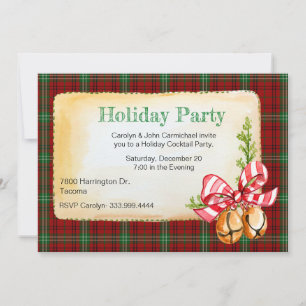 Morrison Tartan Plaid Custom Christmas Party Invitation