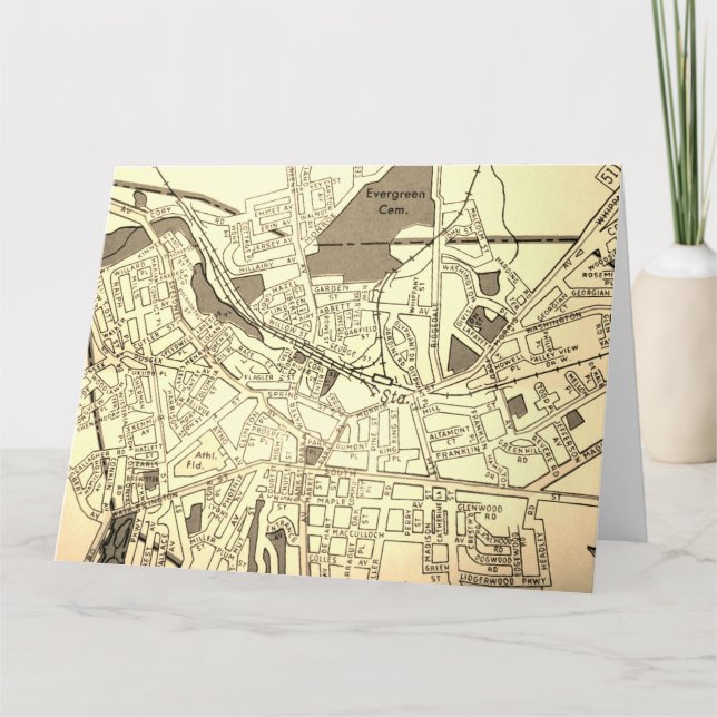 Morristown, NJ Vintage Map Card (Front)