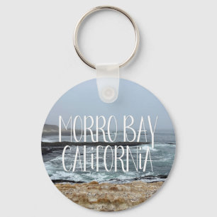 Morro Bay California Ocean Waves Photography Keychain