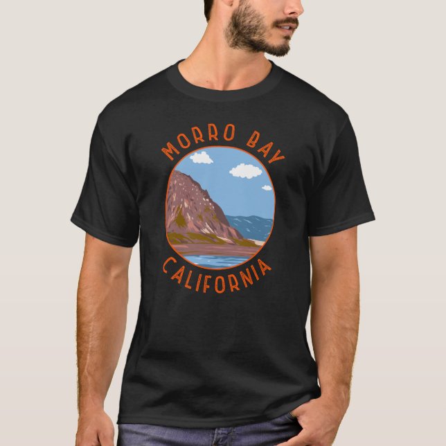 Morro Bay California Retro Distressed Circle T-Shirt (Front)