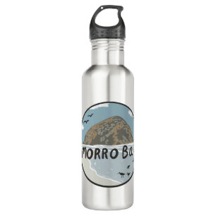 Morro Bay Central California Illustration Beach  710 Ml Water Bottle