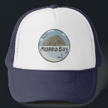 Morro Bay Central California Illustration Beach Trucker Hat<br><div class="desc">Check out this awesome illustration of Morro Rock on the Central California coast! Check out my shop for more designs too! Collect all the parks, I'm creating new ones all the time. I love stickers! What about you? Check out my shop for more hiking, camping, vanlife, birds and lots more!...</div>